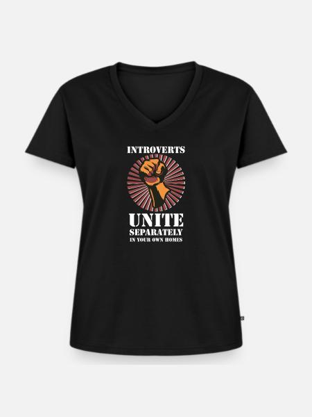 Introvert schuechtern - Frauen Premium Bio T-Shirt mit V-Ausschnitt - Schwarz