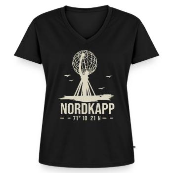 Nordkap Nordkap Norwegen - Frauen Premium Bio T-Shirt mit V-Ausschnitt - Schwarz - Vorne - AI Model Female 172 light (172cm)