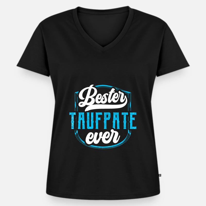 Bester Taufpate Ever Taufged - Frauen Premium Bio T-Shirt mit V-Ausschnitt - Schwarz