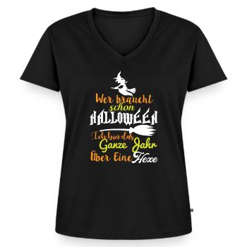 Ich bin eine Hexe - Frauen Premium Bio T-Shirt mit V-Ausschnitt - Schwarz - Vorne - AI Model Female 172 light (172cm)