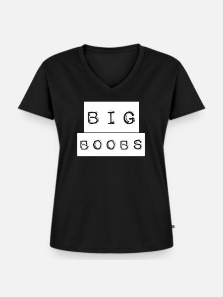 Big BOOBS - Frauen Premium Bio T-Shirt mit V-Ausschnitt - Schwarz