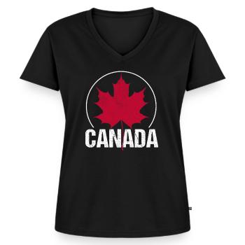 Canada - T-shirt encolure en V Premium bio Femme - noir - Devant - AI Model Female 172 light (172cm)