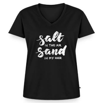 Salt sand beach summer - Women's Premium Organic V-neck T-shirt - black - Front - AI Model Female 172 light (172cm)