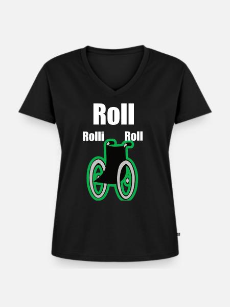 Rollstuhl - Frauen Premium Bio T-Shirt mit V-Ausschnitt - Schwarz