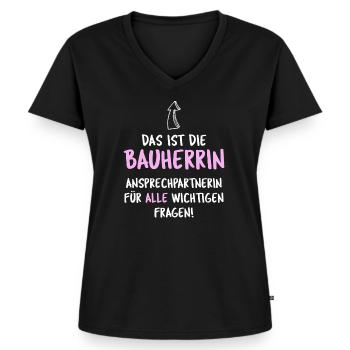 Bauherrin Hausbau - Frauen Premium Bio T-Shirt mit V-Ausschnitt - Schwarz - Vorne - AI Model Female 172 light (172cm)