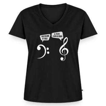 Musik Sänger Sängerin Witz Noten - Frauen Premium Bio T-Shirt mit V-Ausschnitt - Schwarz - Vorne - AI Model Female 172 light (172cm)