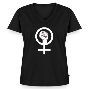 Feminismus Frauenpower - Frauen Premium Bio T-Shirt mit V-Ausschnitt - Schwarz - Vorne - AI Model Female 172 light (172cm)