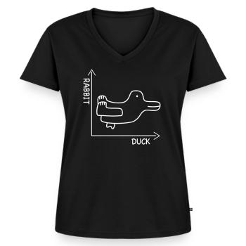 optische Täuschung - Frauen Premium Bio T-Shirt mit V-Ausschnitt - Schwarz - Vorne - AI Model Female 172 light (172cm)