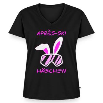 Apres Ski Häschen - Frauen Premium Bio T-Shirt mit V-Ausschnitt - Schwarz - Vorne - AI Model Female 172 light (172cm)