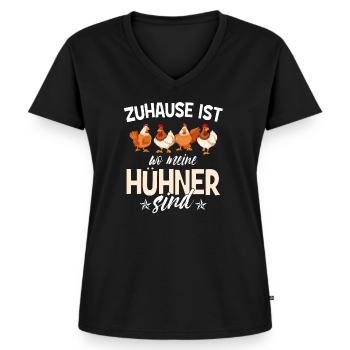 Zuhause wo meine Hühner sind Landwirt - Frauen Premium Bio T-Shirt mit V-Ausschnitt - Schwarz - Vorne - AI Model Female 172 light (172cm)