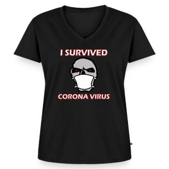 I survived Corona Virus, Coronavirus, Covid-19 - Women's Premium Organic V-neck T-shirt - black - Front - AI Model Female 172 light (172cm)