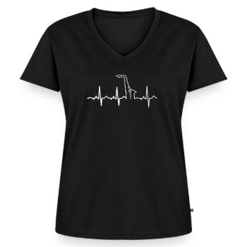 Saxophone Instrument Herzschlag - Frauen Premium Bio T-Shirt mit V-Ausschnitt - Schwarz - Vorne - AI Model Female 172 light (172cm)