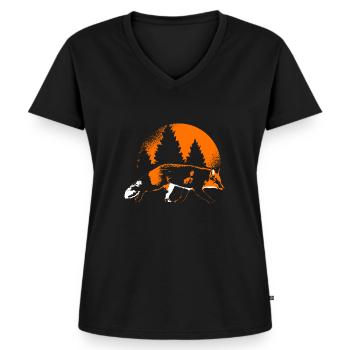 Fuchs im Wald - Frauen Premium Bio T-Shirt mit V-Ausschnitt - Schwarz - Vorne - AI Model Female 172 light (172cm)