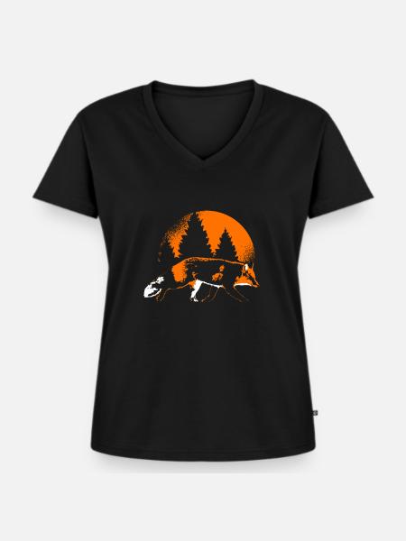 Fuchs im Wald - Frauen Premium Bio T-Shirt mit V-Ausschnitt - Schwarz