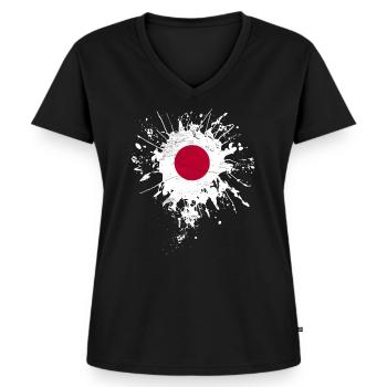 Japan Flagge - Frauen Premium Bio T-Shirt mit V-Ausschnitt - Schwarz - Vorne - AI Model Female 172 light (172cm)