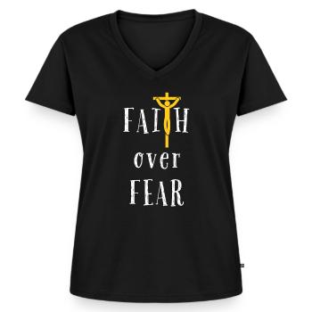 Jesus Jesus Jesus Christlich Christlich Christlich - Frauen Premium Bio T-Shirt mit V-Ausschnitt - Schwarz - Vorne - AI Model Female 172 light (172cm)