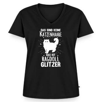 Ragdoll Katze Süße Katzen Spruch Katzenhaare - Frauen Premium Bio T-Shirt mit V-Ausschnitt - Schwarz - Vorne - AI Model Female 172 light (172cm)