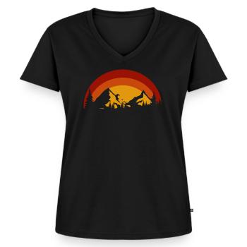 Mountains - Women's Premium Organic V-neck T-shirt - black - Front - AI Model Female 172 light (172cm)