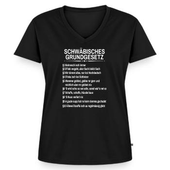 Schwäbisches Grundgesetz - Frauen Premium Bio T-Shirt mit V-Ausschnitt - Schwarz - Vorne - AI Model Female 172 light (172cm)
