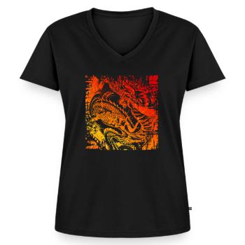 Dragon japonais chinois Fabuleux - T-shirt encolure en V Premium bio Femme - noir - Devant - AI Model Female 172 light (172cm)