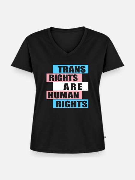 Trans Rights are Human Rights - Frauen Premium Bio T-Shirt mit V-Ausschnitt - Schwarz