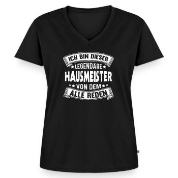 Hausmeister Legende Hauswart Facility Manager - Frauen Premium Bio T-Shirt mit V-Ausschnitt - Schwarz - Vorne - AI Model Female 172 light (172cm)