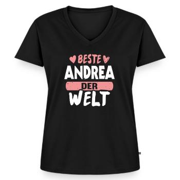 Beste Andrea der Welt - Frauen Premium Bio T-Shirt mit V-Ausschnitt - Schwarz - Vorne - AI Model Female 172 light (172cm)