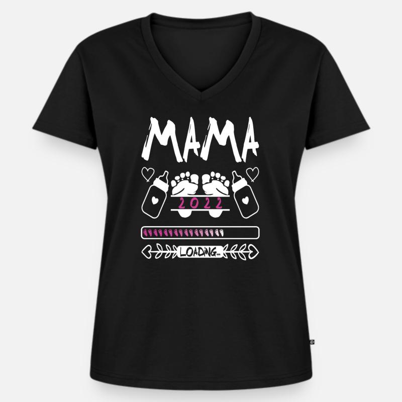 mama 2022 - Frauen Premium Bio T-Shirt mit V-Ausschnitt - Schwarz