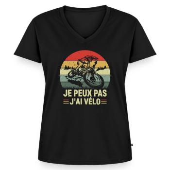 Je Peux Pas J'ai Vélo - T-shirt encolure en V Premium bio Femme - noir - Devant - AI Model Female 172 light (172cm)