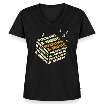 Musik- und Rätsel-Puzzler-Puzzler-Hobby - Frauen Premium Bio T-Shirt mit V-Ausschnitt - Schwarz - Vorne - AI Model Female 172 light (172cm)