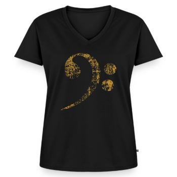 Bassschlüssel. Bass Clef distressed - Frauen Premium Bio T-Shirt mit V-Ausschnitt - Schwarz - Vorne - AI Model Female 172 light (172cm)