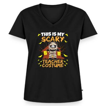 C’est mon effrayant professeur Costume School Halloween - T-shirt encolure en V Premium bio Femme - noir - Devant - AI Model Female 172 light (172cm)