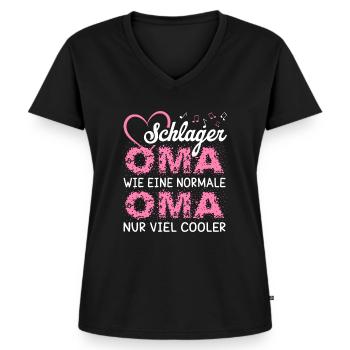 Schlager Oma wie eine normale Oma nur cooler - Frauen Premium Bio T-Shirt mit V-Ausschnitt - Schwarz - Vorne - AI Model Female 172 light (172cm)