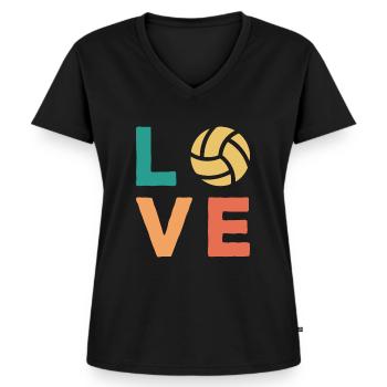 Aime le volleyball, aime le volleyball de plage en équipe sportive - T-shirt encolure en V Premium bio Femme - noir - Devant - AI Model Female 172 light (172cm)