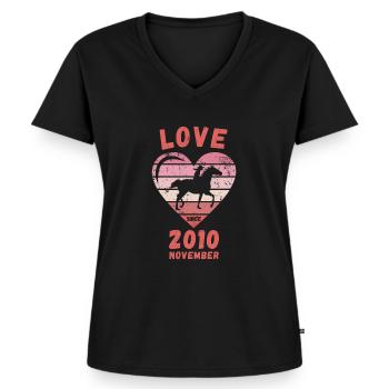 Love Pferde Reiten Geburtstag November 2010 - Frauen Premium Bio T-Shirt mit V-Ausschnitt - Schwarz - Vorne - AI Model Female 172 light (172cm)