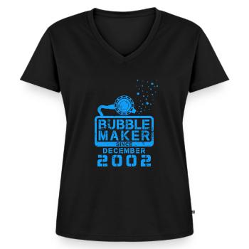 Plongeur Birthday Bubblemaker depuis décembre 2002 - T-shirt encolure en V Premium bio Femme - noir - Devant - AI Model Female 172 light (172cm)