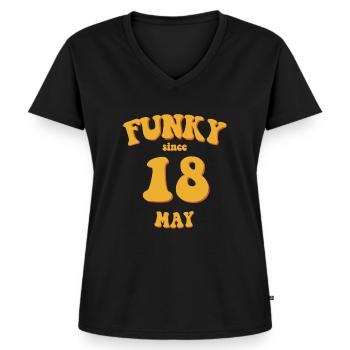 Funky Birthday: May 2018 - Flower Power - Women's Premium Organic V-neck T-shirt - black - Front - AI Model Female 172 light (172cm)