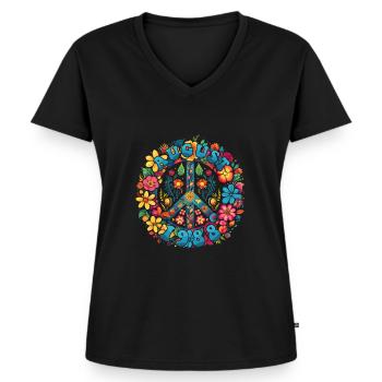 Flower Power Hippie Birthday - August 1988 - Women's Premium Organic V-neck T-shirt - black - Front - AI Model Female 172 light (172cm)