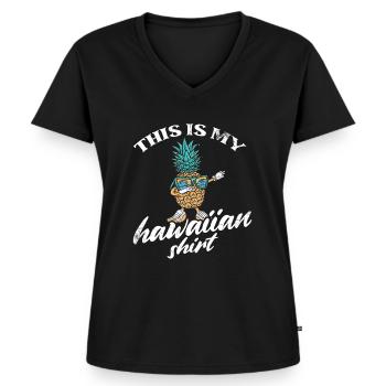 Dies Ist Mein Hawaiihemd-design Für - Frauen Premium Bio T-Shirt mit V-Ausschnitt - Schwarz - Vorne - AI Model Female 172 light (172cm)