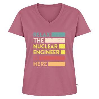 Relax, who is a nuclear engineer - Women's Premium Organic V-neck T-shirt - mauve - Front - AI Model Female 172 dark (172cm)