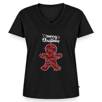Merry Christmas Lustiges Weihnachtsshirt - Frauen Premium Bio T-Shirt mit V-Ausschnitt - Schwarz - Vorne - AI Model Female 172 light (172cm)
