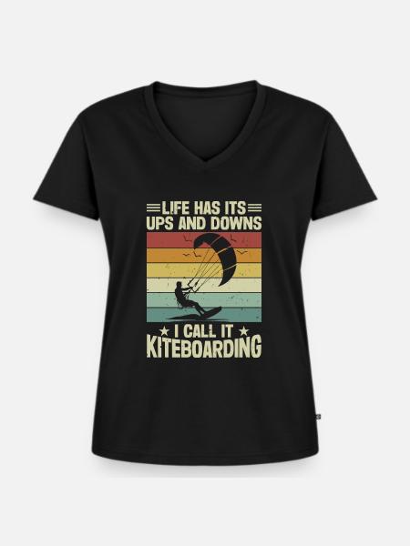 Kiteboarding Kitesurf - Frauen Premium Bio T-Shirt mit V-Ausschnitt - Schwarz