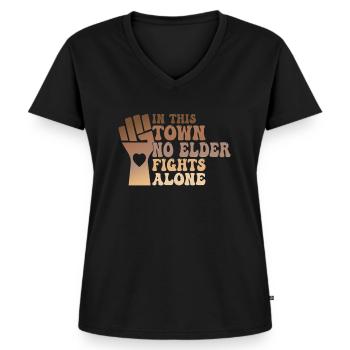 Travailleur social - T-shirt encolure en V Premium bio Femme - noir - Devant - AI Model Female 172 light (172cm)