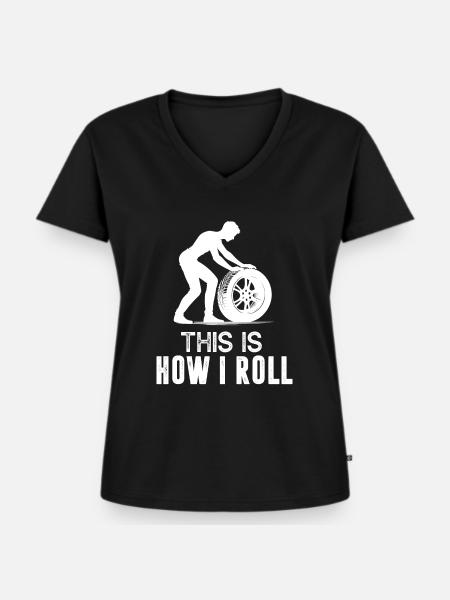 Tire Guy - Frauen Premium Bio T-Shirt mit V-Ausschnitt - Schwarz