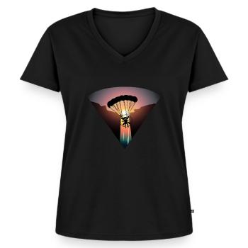 Paramotor Sonne Paragliding - Frauen Premium Bio T-Shirt mit V-Ausschnitt - Schwarz - Vorne - AI Model Female 172 light (172cm)