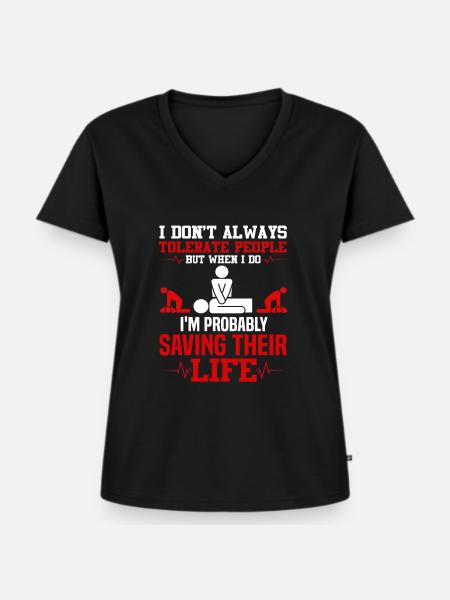 CPR Instructor - Frauen Premium Bio T-Shirt mit V-Ausschnitt - Schwarz