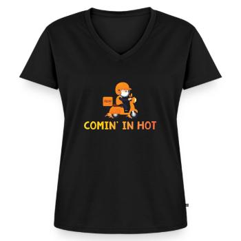 Pizza Delivery Guy - Women's Premium Organic V-neck T-shirt - black - Front - AI Model Female 172 light (172cm)