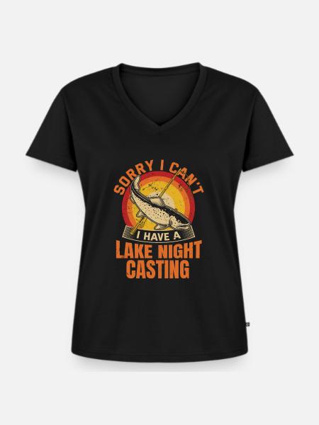 Trout Fishing - Frauen Premium Bio T-Shirt mit V-Ausschnitt - Schwarz