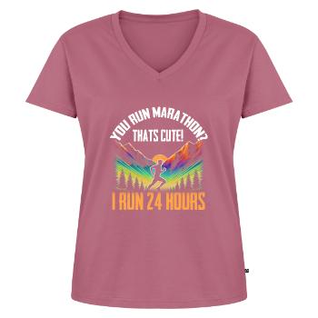 Ultra running - Women's Premium Organic V-neck T-shirt - mauve - Front - AI Model Female 172 dark (172cm)
