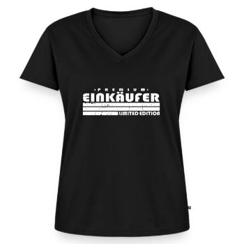 Einkäufer Limited Edition Lustiges Einkauf - Frauen Premium Bio T-Shirt mit V-Ausschnitt - Schwarz - Vorne - AI Model Female 172 light (172cm)